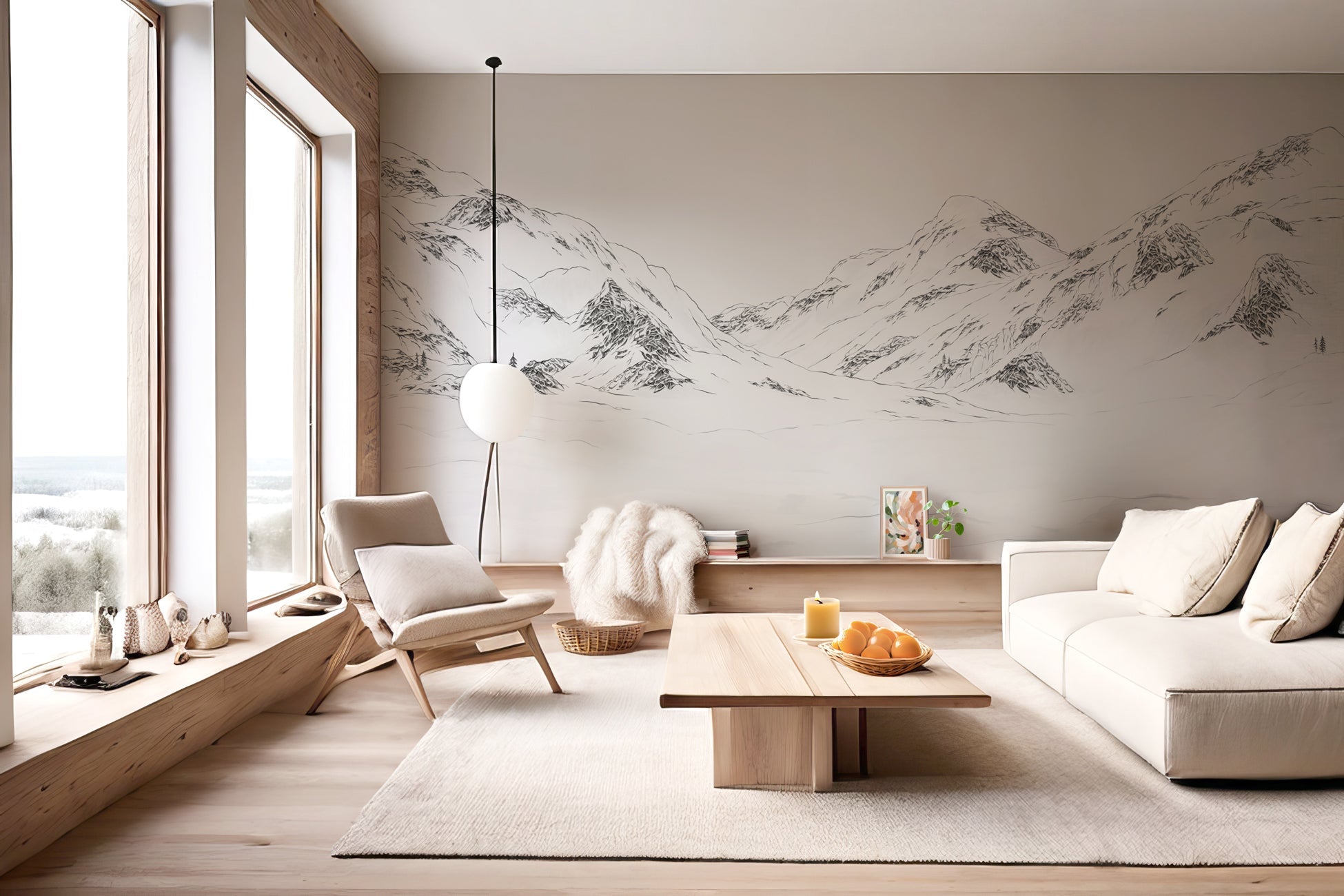 Papier peint val Isère noir et blanc, XXL, tendance