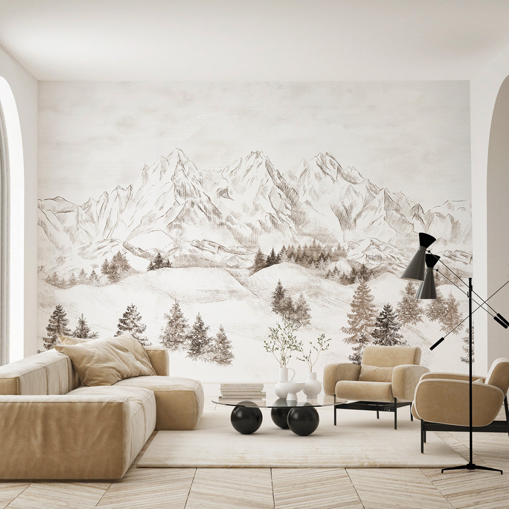 Papier peint moderne en marbre blanc personnalisé, peinture murale de ligne  dorée, salon, TV, canapé, chambre
