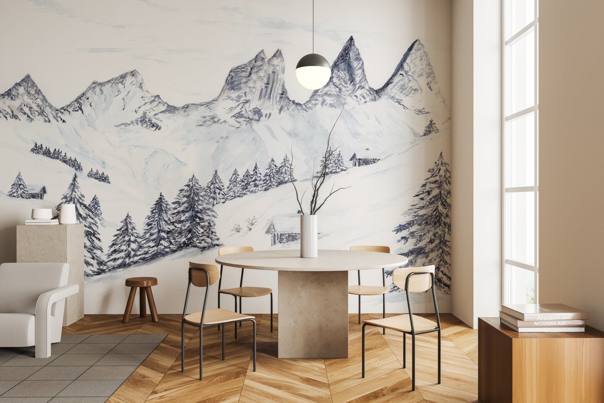 Papier peint aquarelle d’un rêve Alpin - Muralconcept