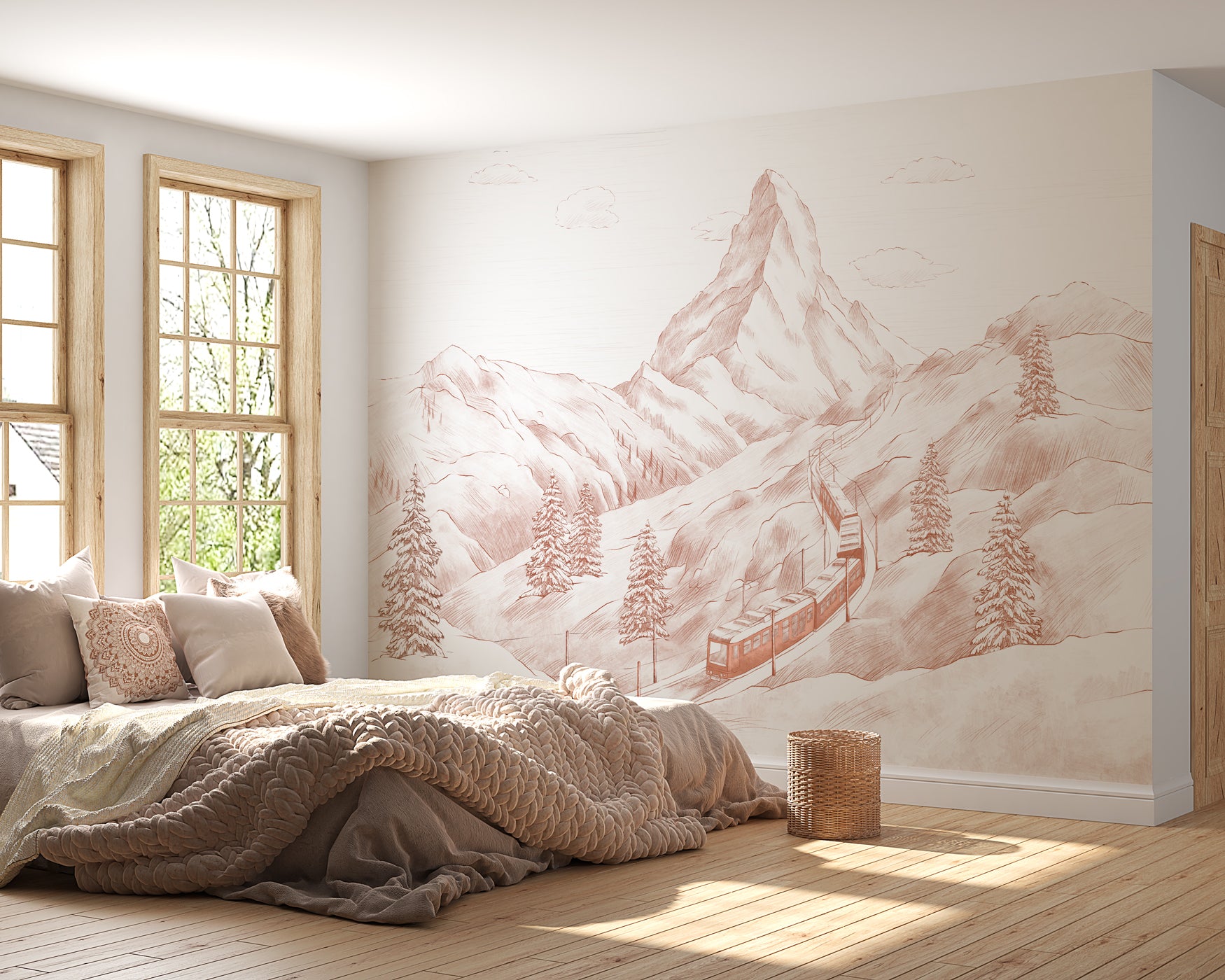 Papier peint panoramique Mont Cervin terracotta, XXL, tendance