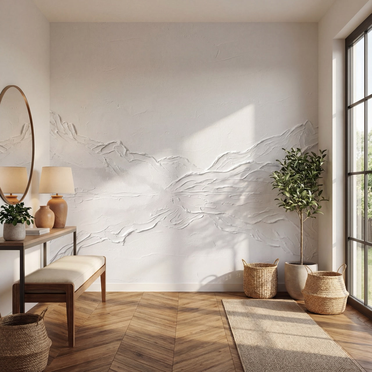 Papier peint abstrait lac Annecy - Cloud dancer