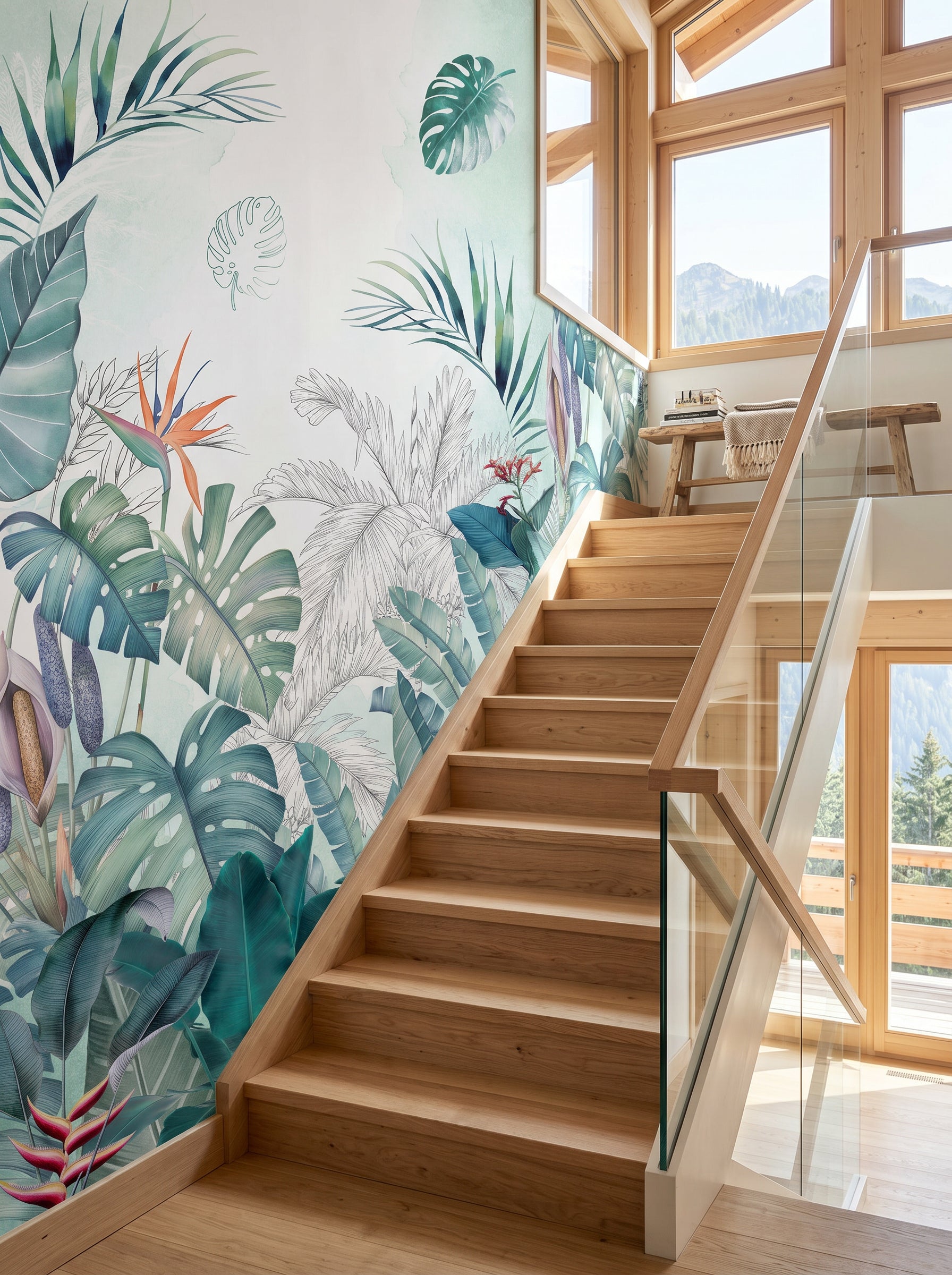 Papier peint escalier - Tropical quintessence - Muralconcept
