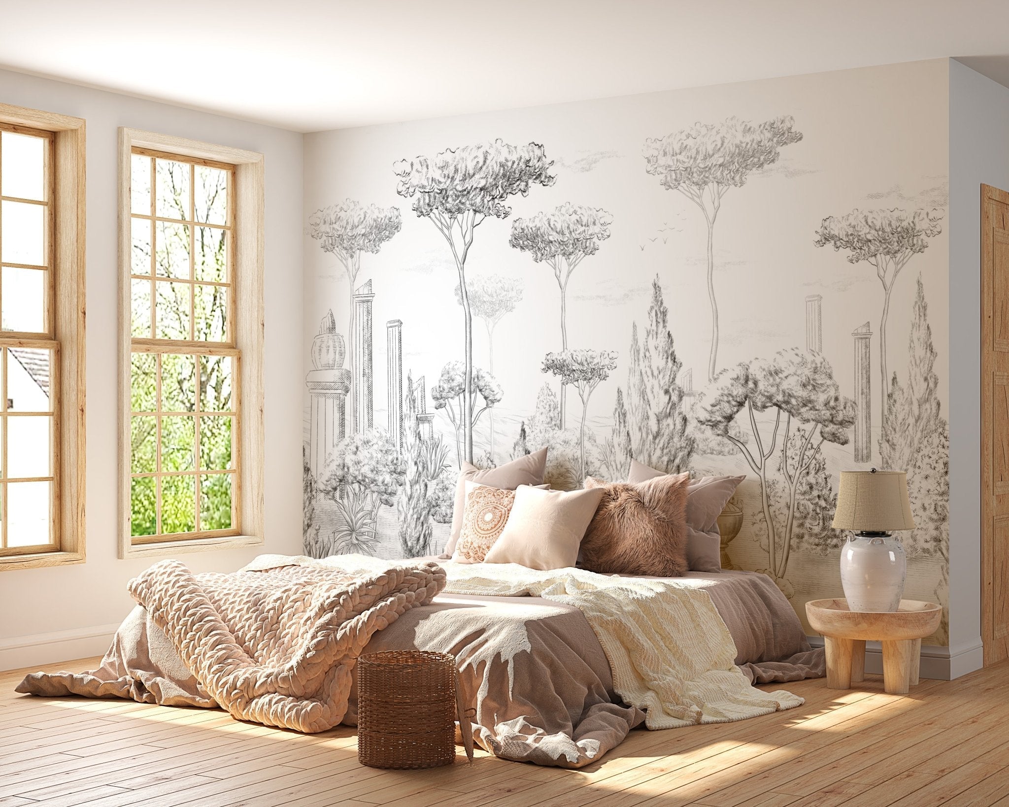 Papier peint style romain pinède, XXL, tendance