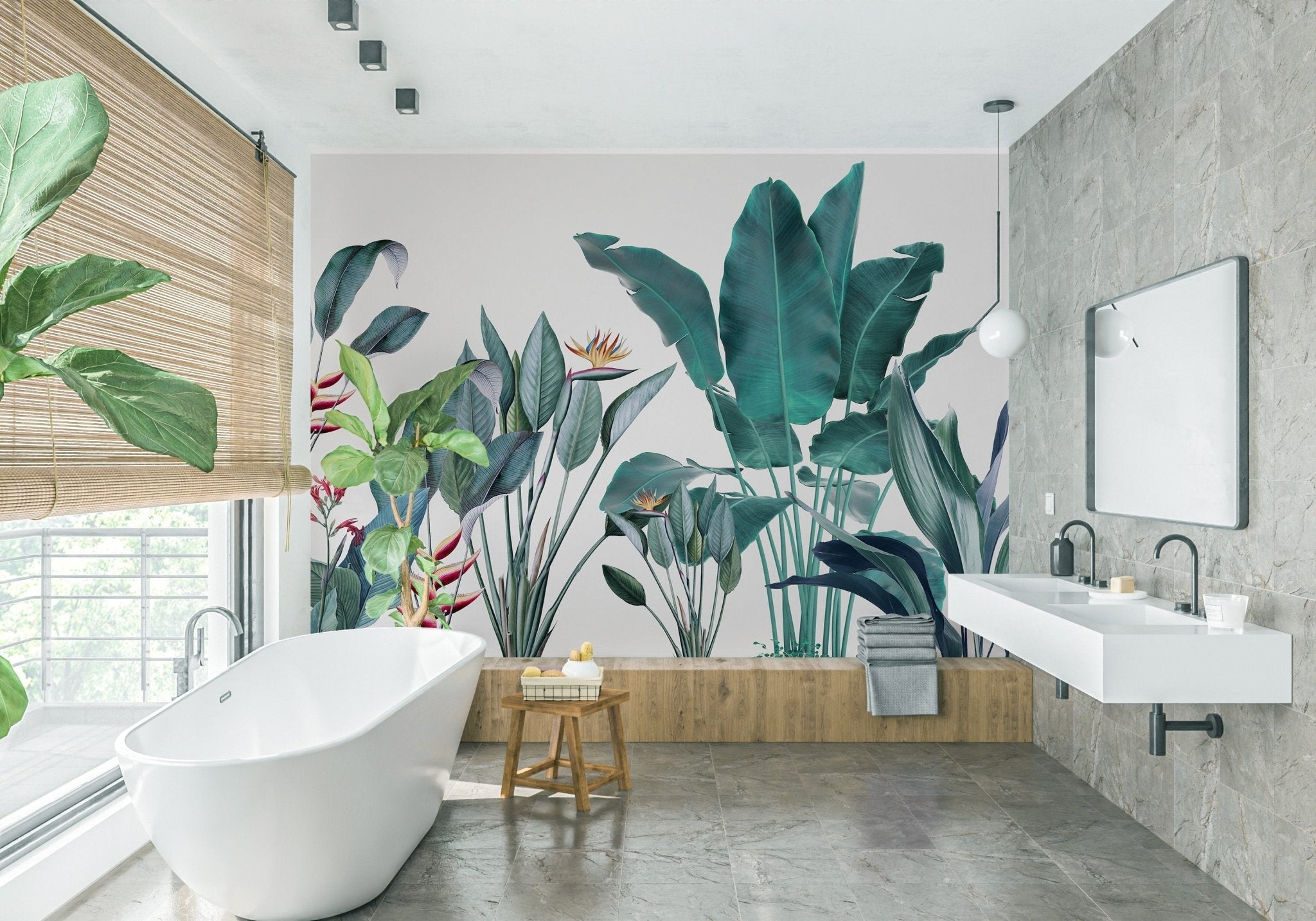 Papier peint panoramique tropical bananier, XXL, tendance