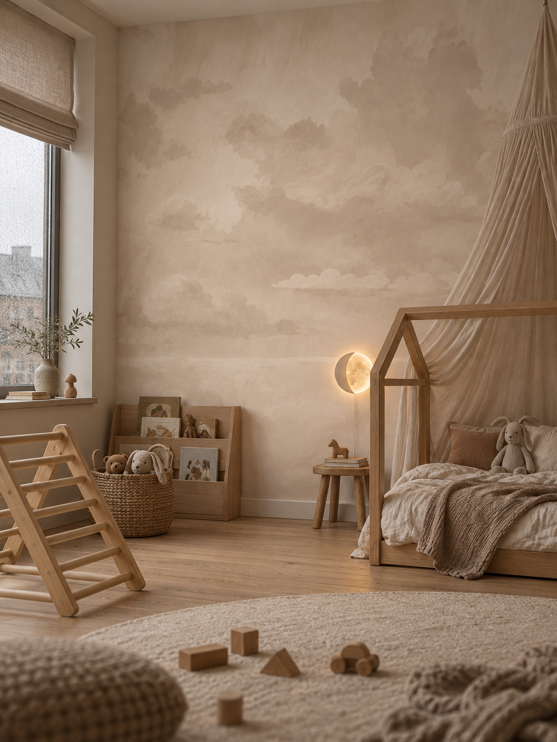 Papier peint panoramique ciel de velours - nuage beige