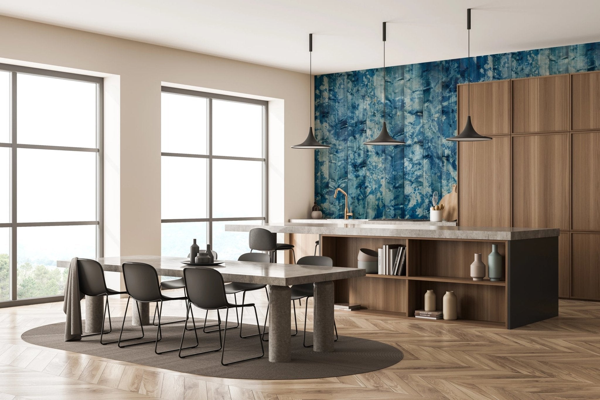 Papier peint cyanotype - Artiste, XXL, tendance