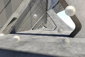 Papier peint 3D boules suspendues architectural