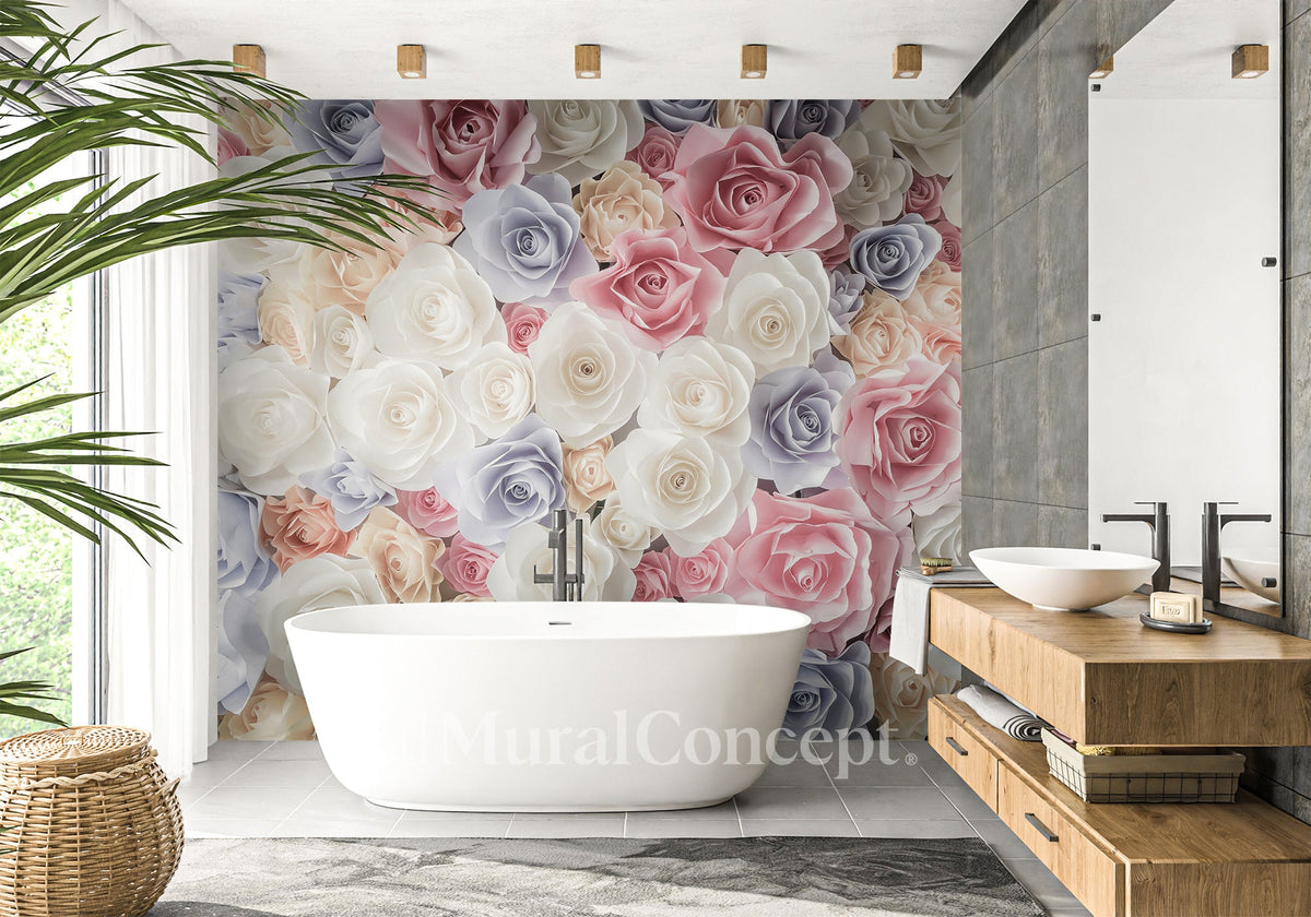 Papier peint salle de bain Bouquet de Rose
