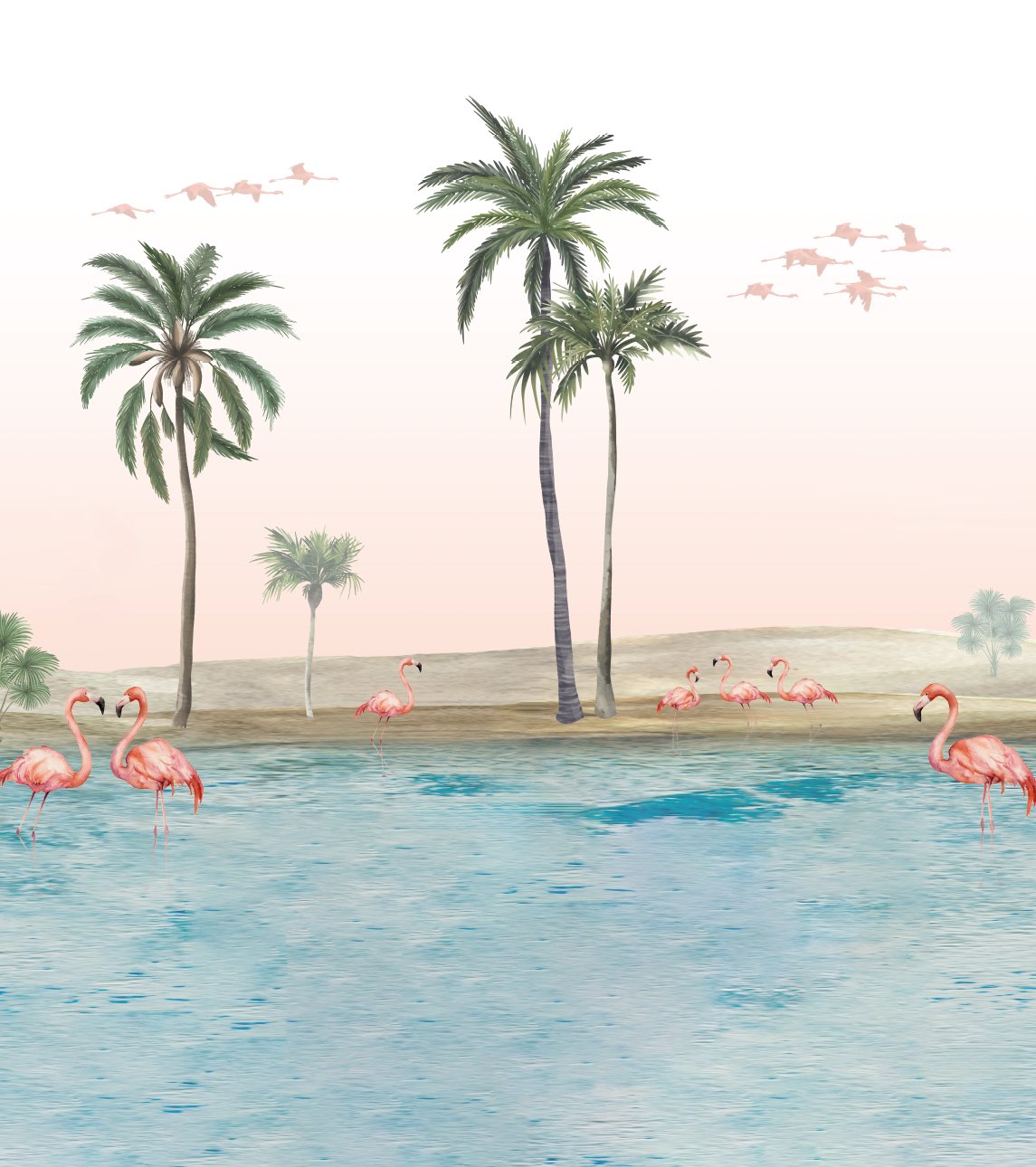VP Papier peint oasis flamingo
