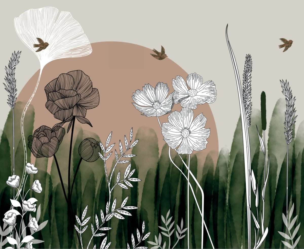VP Papier peint panoramique illustration florale
