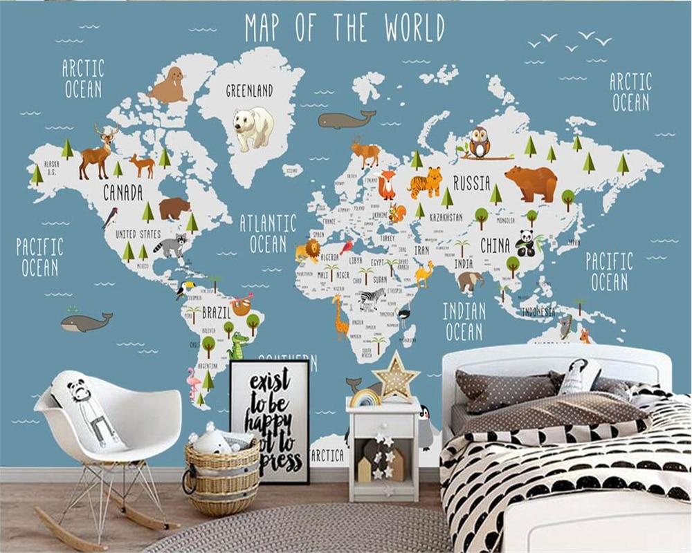 Papier peint Carte du monde en Francais enfant - Muralconcept