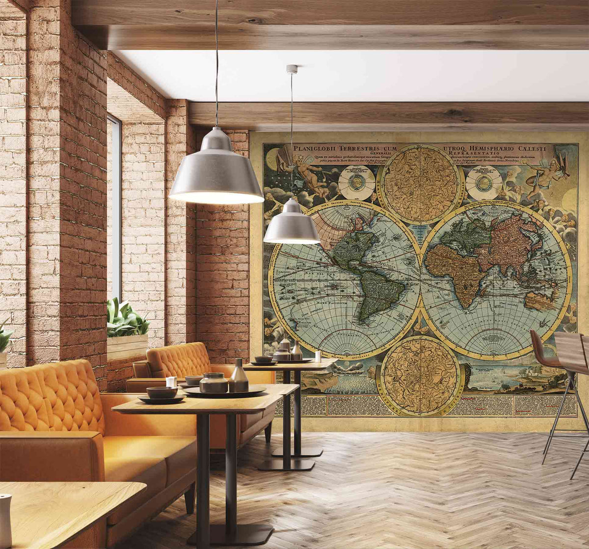Papier peint carte du monde globe