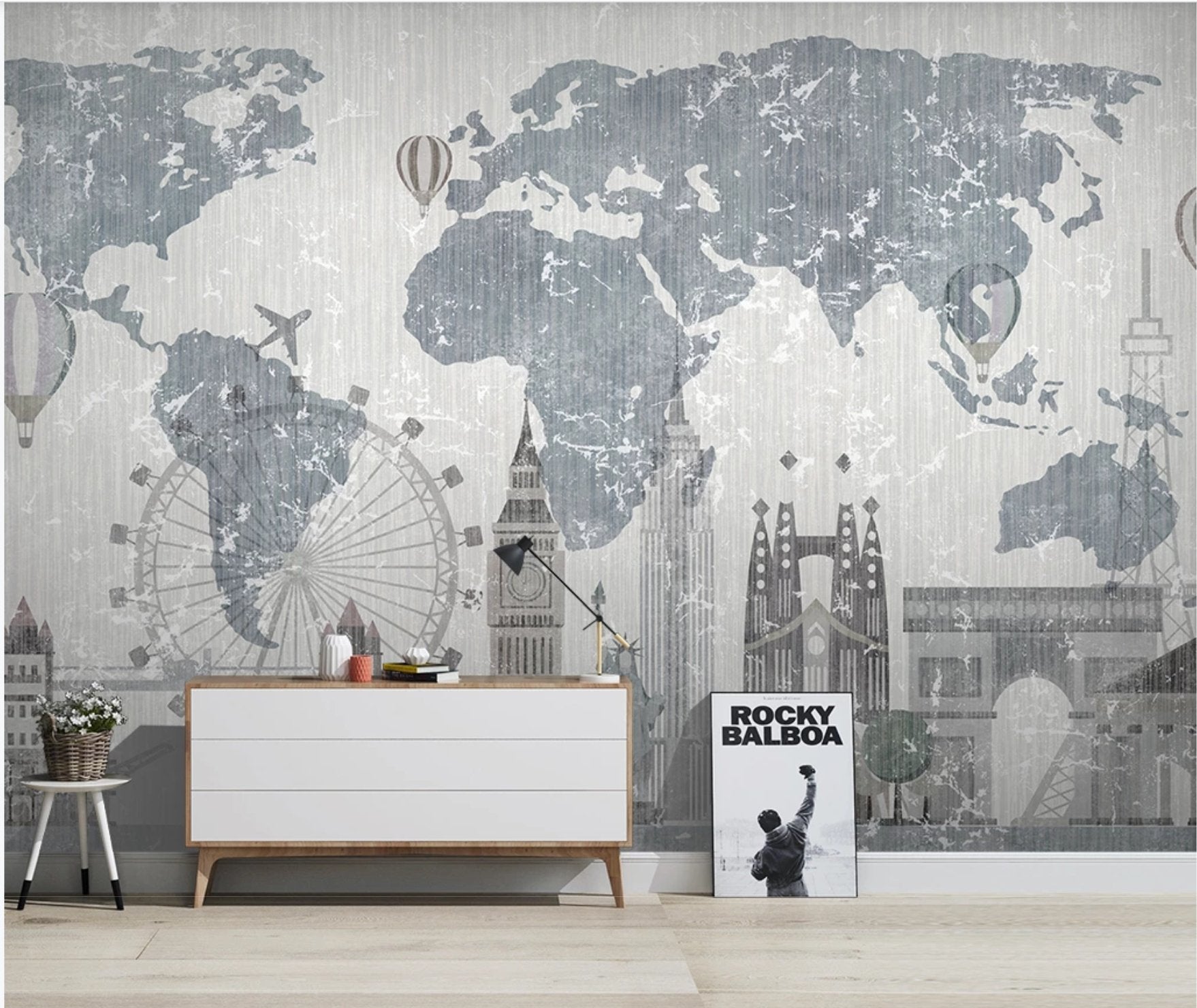 carte du monde vintage murale en papier peint