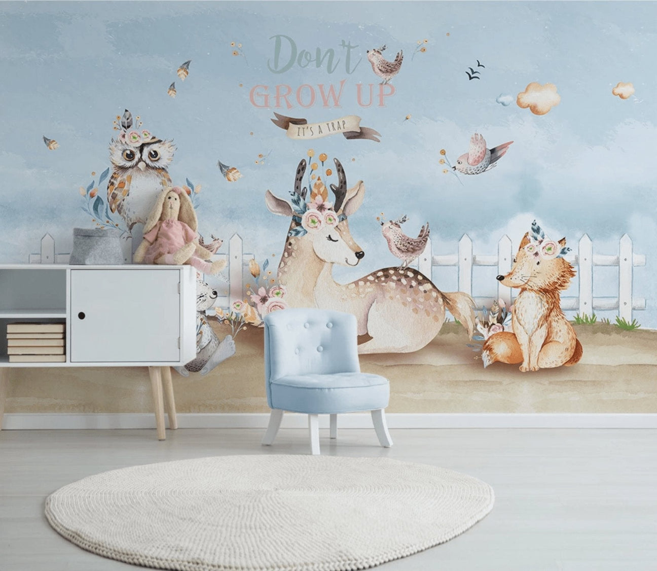 Papier peint chambre enfant douces biches L348cm x H162cm main image 0