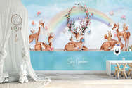 Décoration Murale Enfant En Coton Brodé - Set De 3 Tentures ABC, Chiffres, Arc-en-ciel - Tige En Bois Incluse - Style Boho - 1