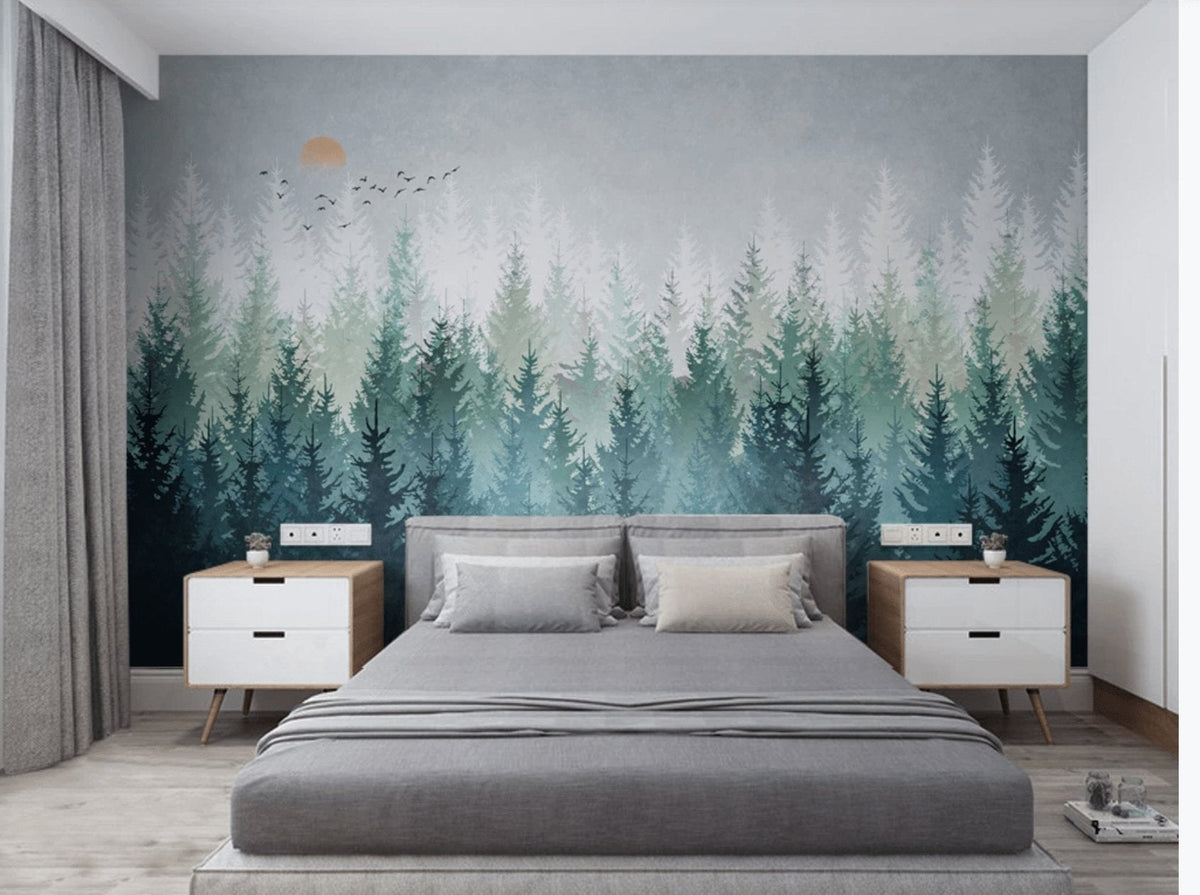Papier peint forêt canadienne abstrait