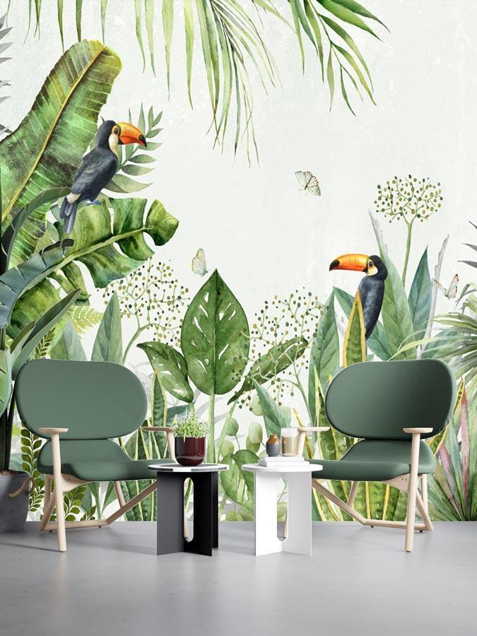 Papier peint forêt de cactus : décoration tropicale et exotique