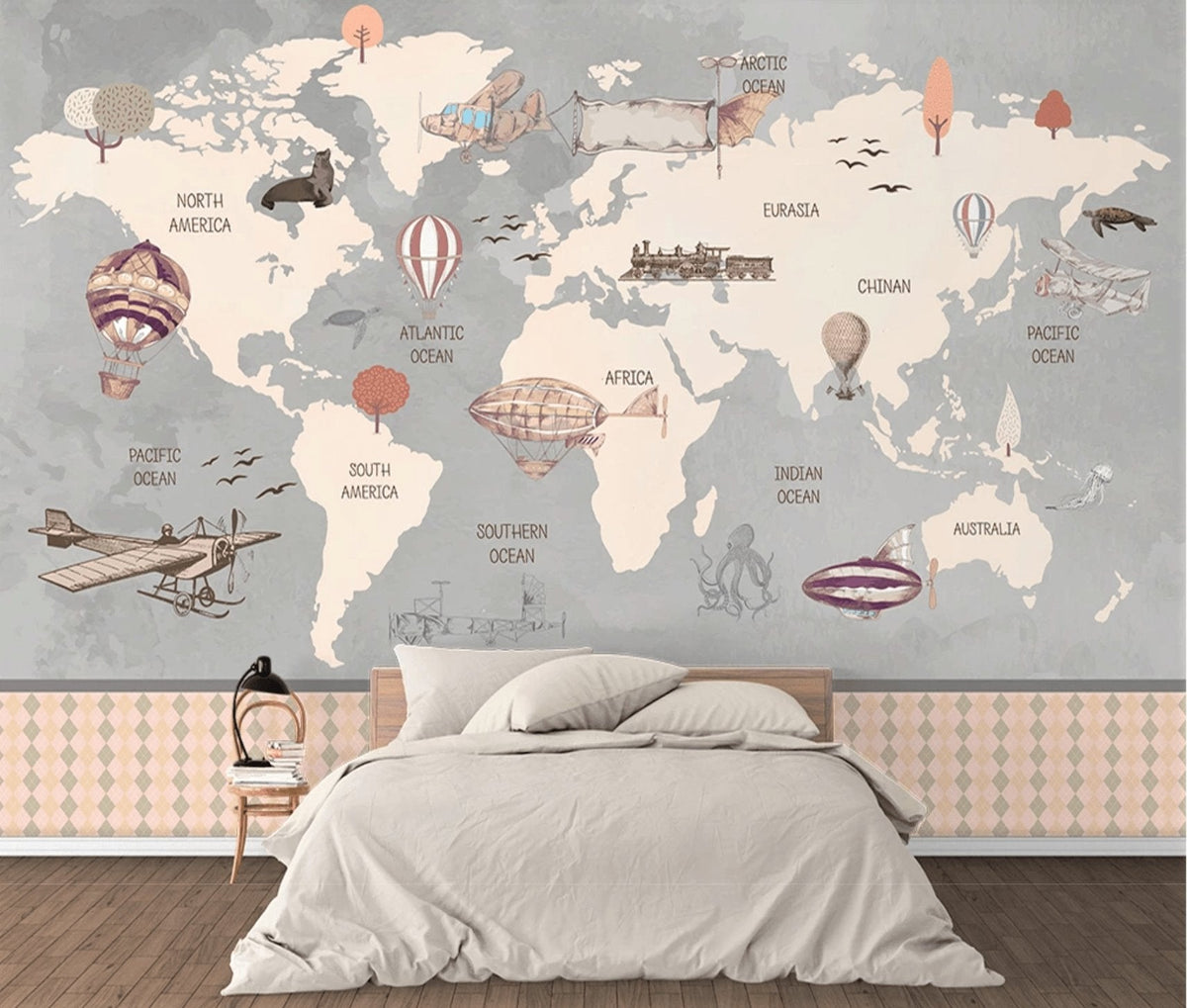 Papier peint panoramique Carte du monde Kids