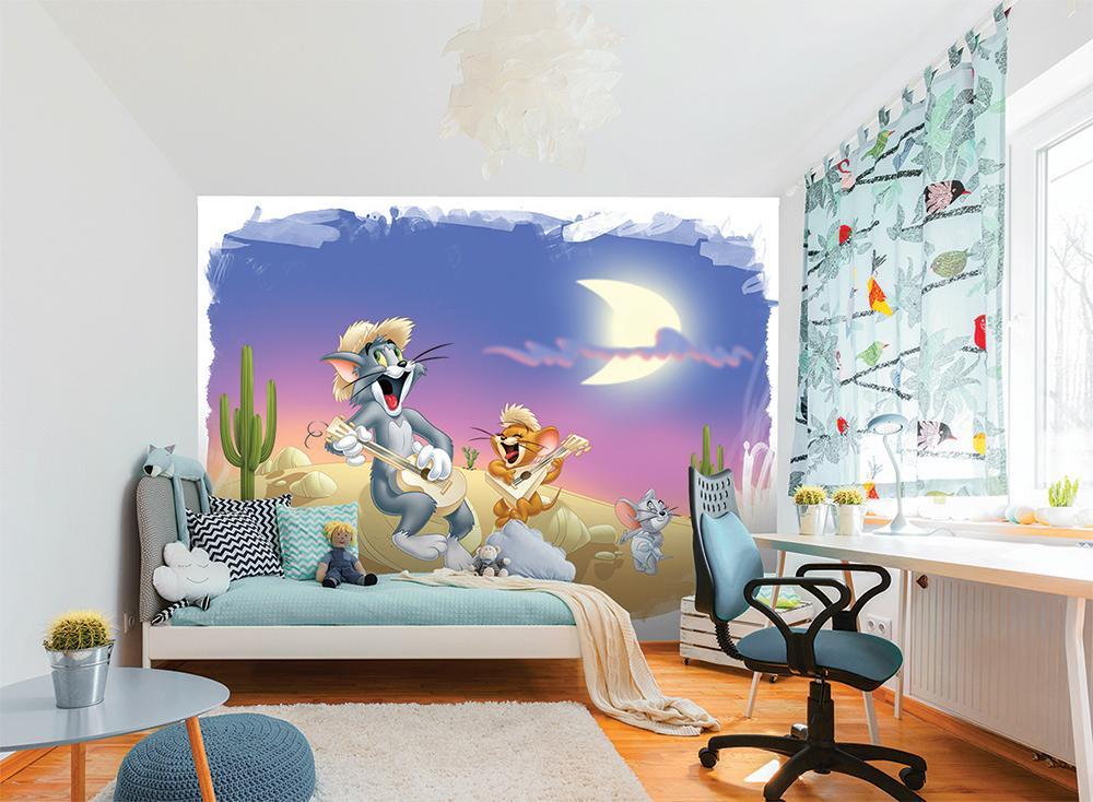 Papier peint panoramique cartoon Tom & Jerry nuit musicale au texas