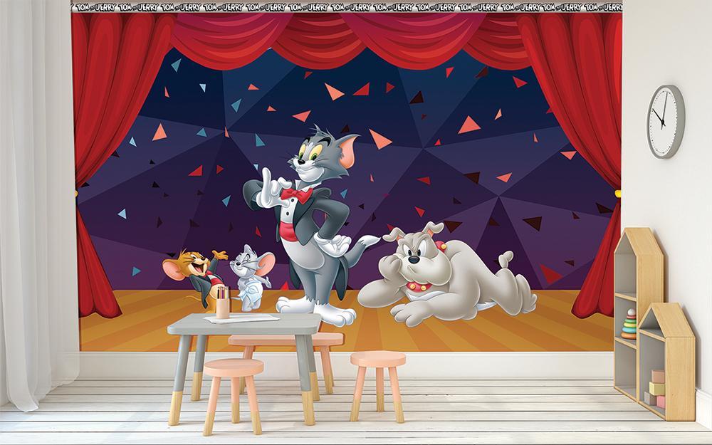 Papier peint panoramique cartoon Tom & Jerry représentation spectacle magie