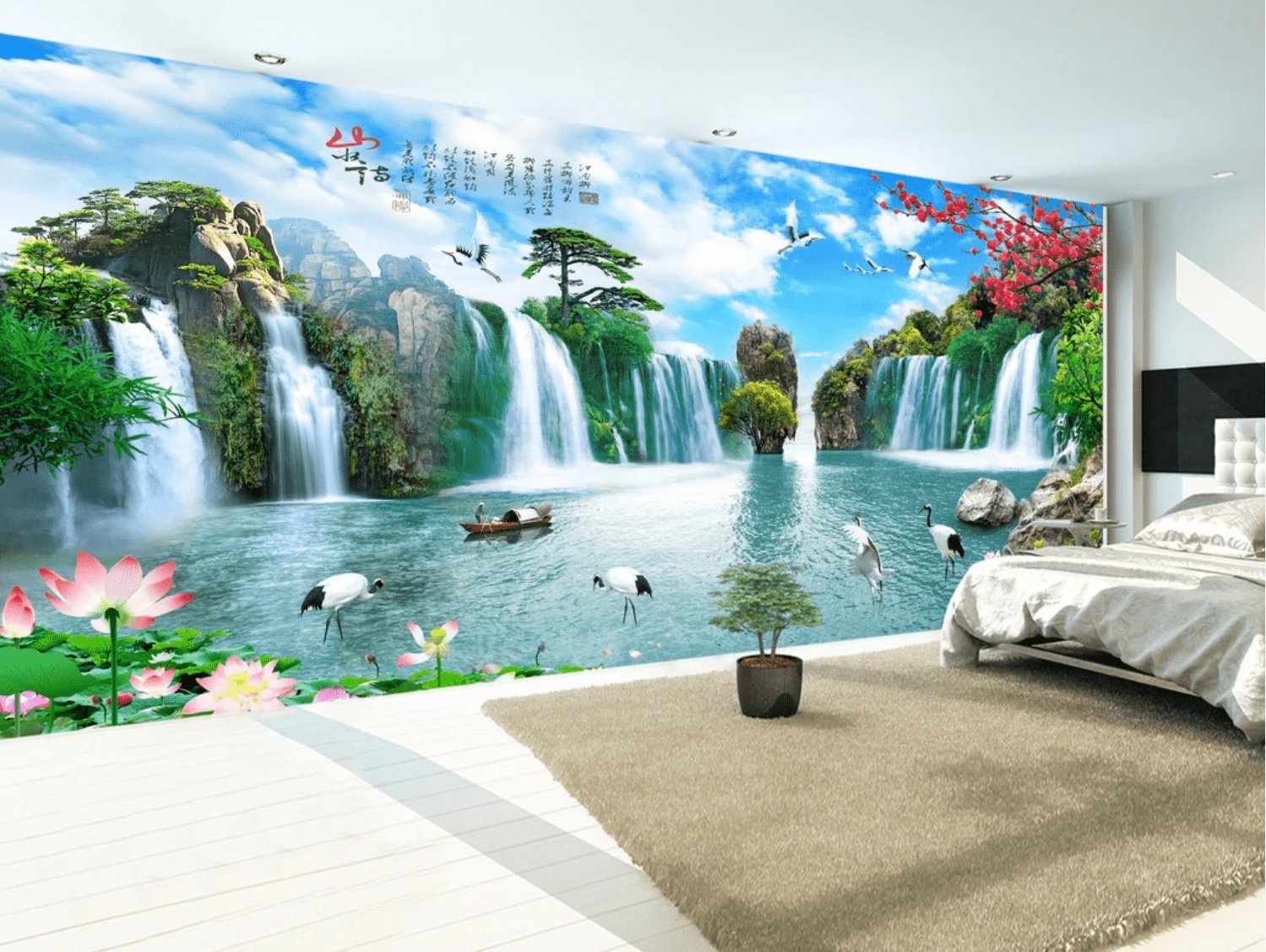 Papier peint panoramique Cascade Asie Zen