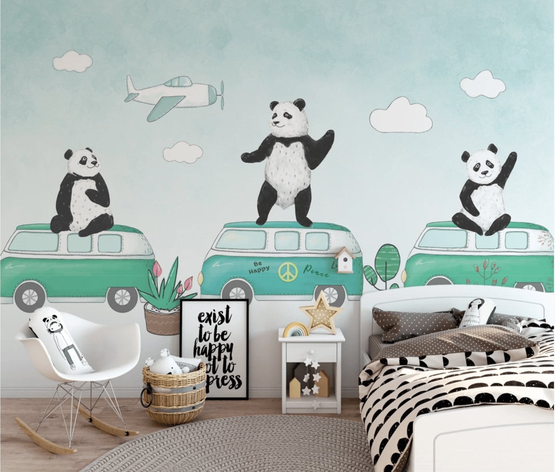 Papier peint Panda Rigolo Chambre Enfant - Babywall
