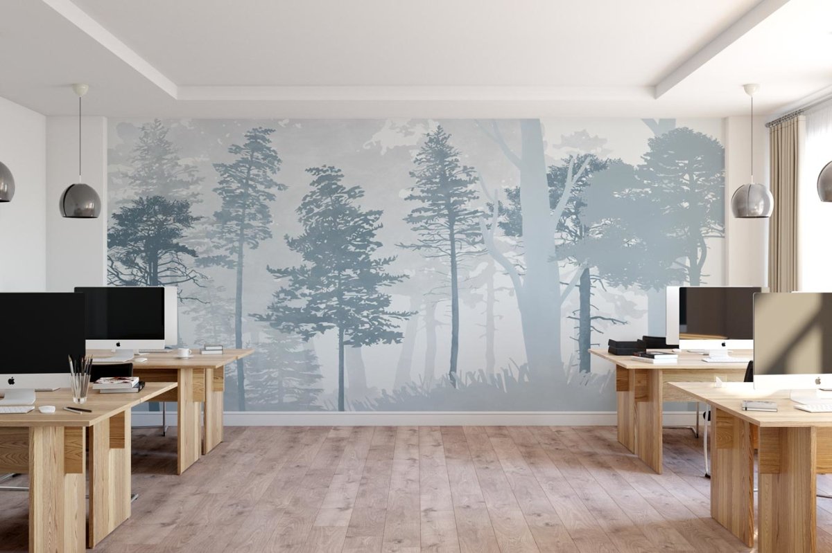 Papier peint panoramique forêt bleue pour enfants - La boutique PVP