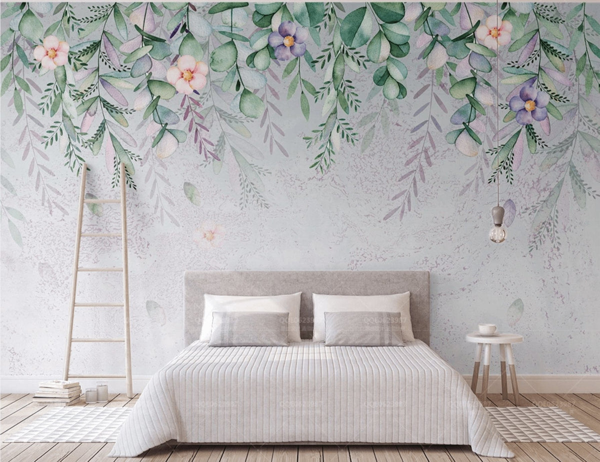 Papier peint panoramique végétal romantique