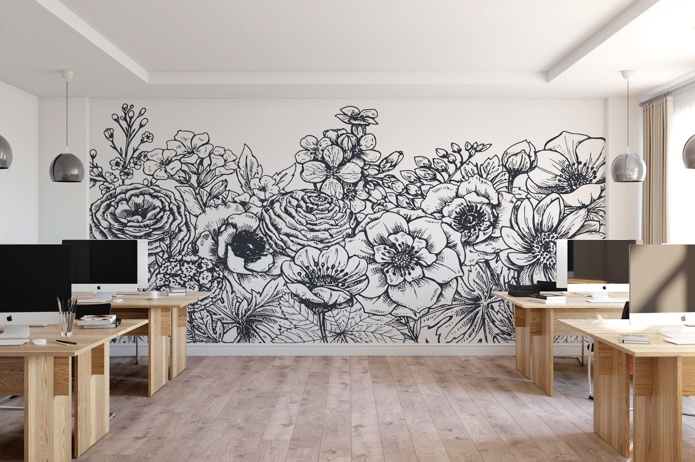 Décoration Murale Florale Noir et Or