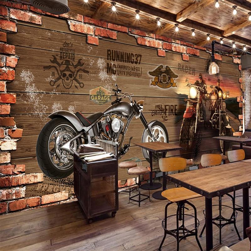 Américain Cool Moto Bar Papier Peint Mural Décoration Industrielle