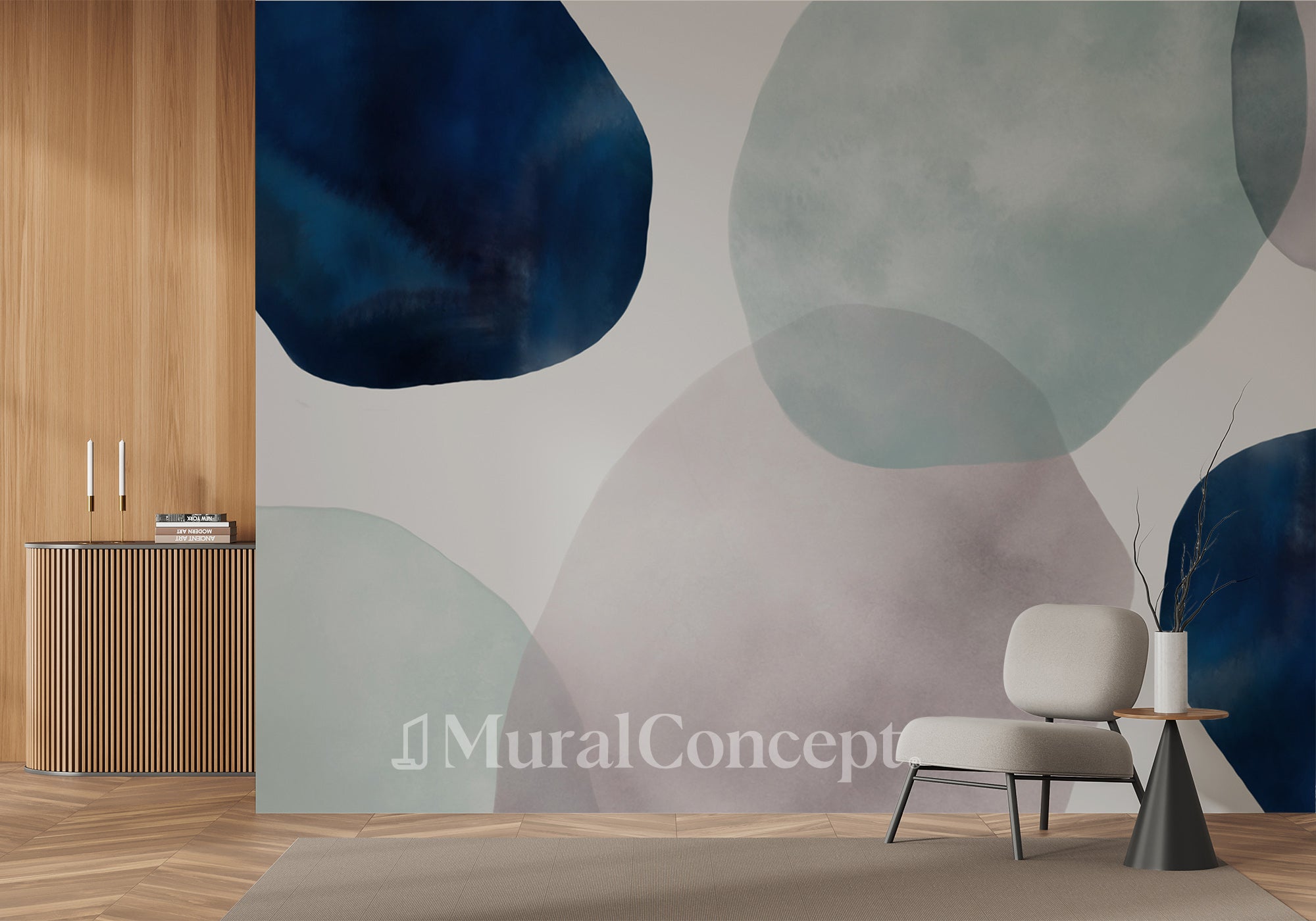 Papier peint cercle abstrait watercolor - panoramique français