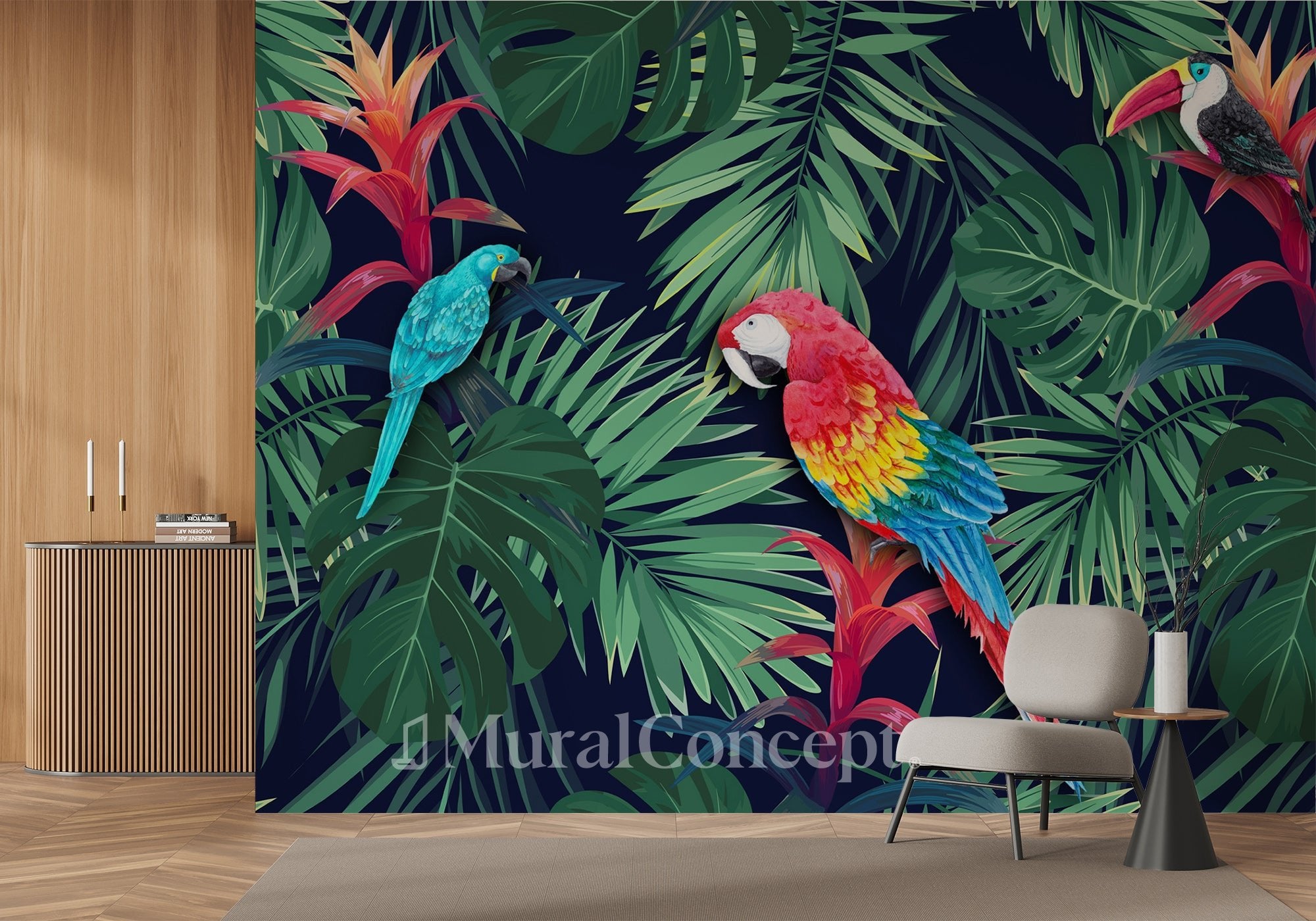 Tapisserie murale perroquet