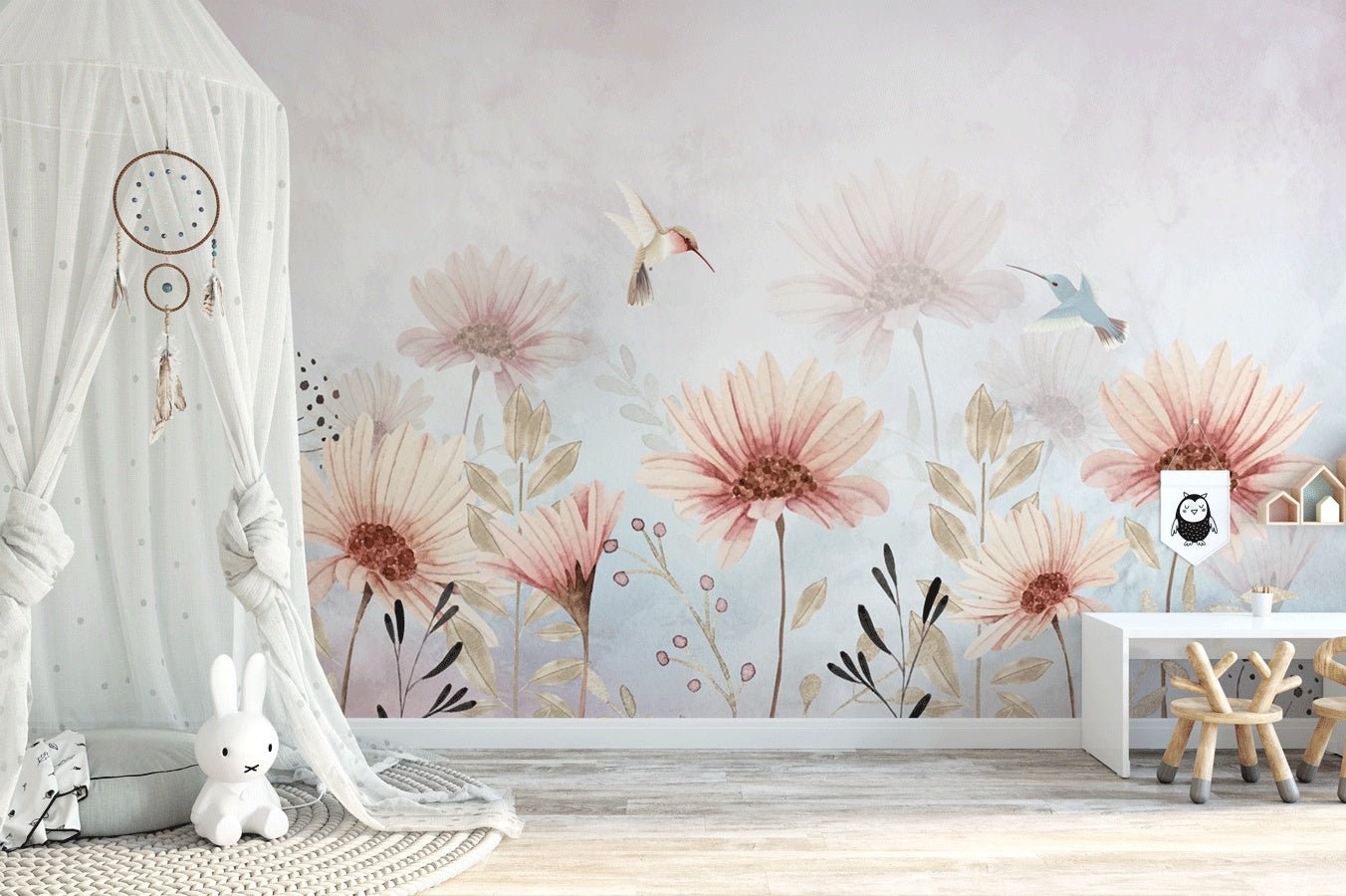 Éplucheur et bâton muraux en fleurs Papier peint Algeria