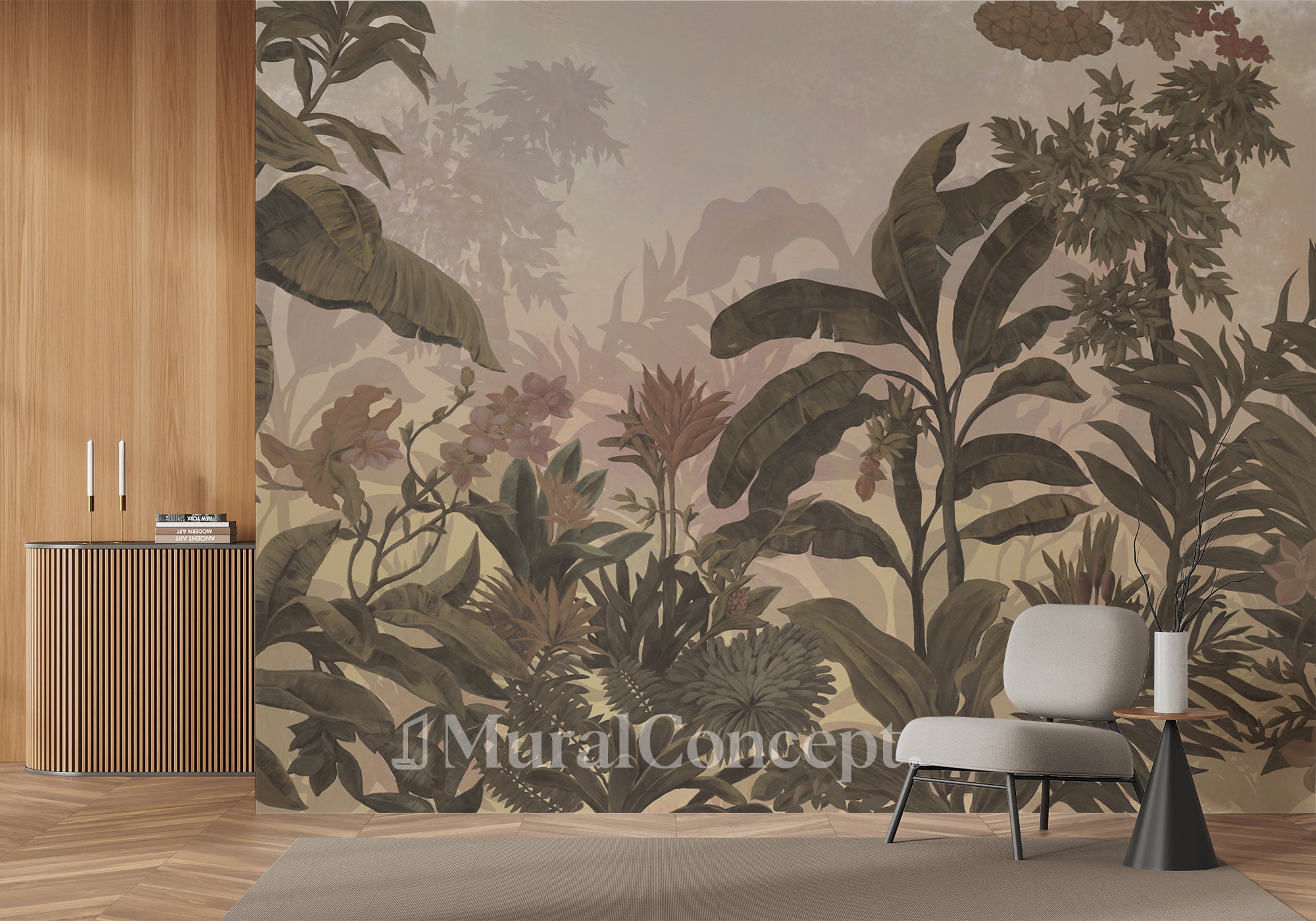Papier Peint Panoramique Jungle S pia R tro Muralconcept Papier Peint Panoramique Jungle S pia R tro Muralconcept
