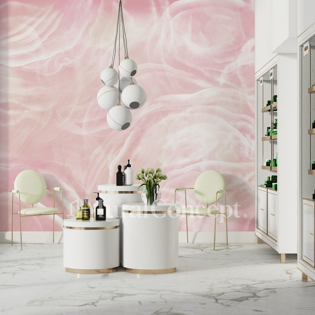 Papier peint salon de beauté marbre rose