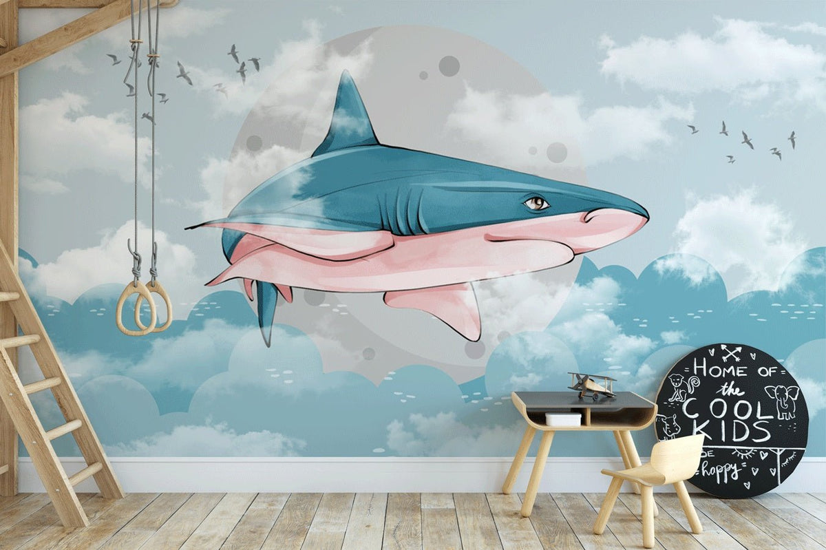 Papier peint océan requin mer