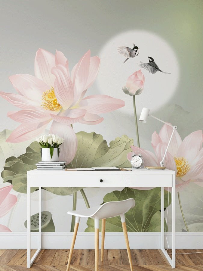 Papier peint orchidée floral romantique - Muralconceptpapier_peint_sur_mesure