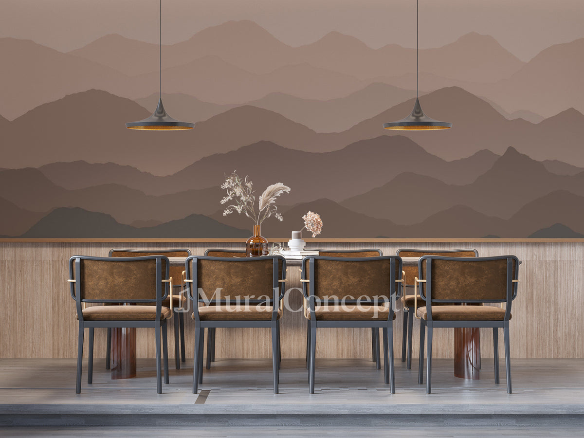 Papier peint restaurant dunes terracotta