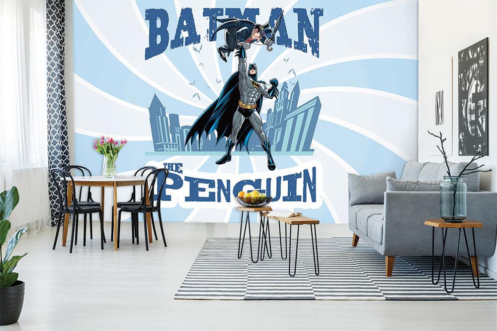 Papier peint panoramique héro batman vs the penguin BD combat