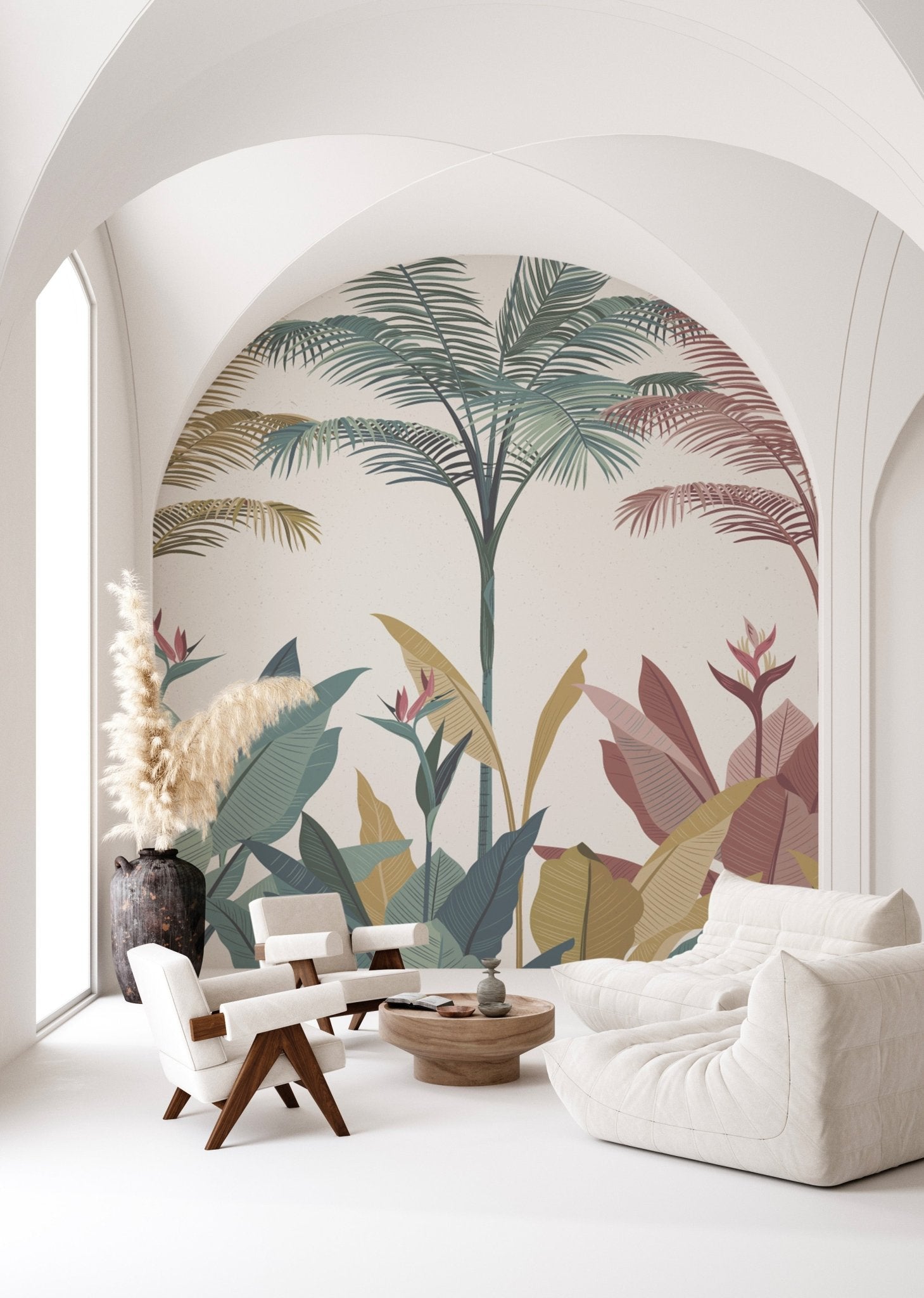 Papier peint panoramique jungle colorée - Muralconcept
