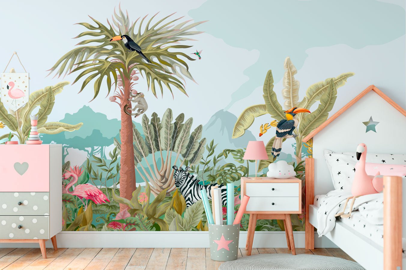 Papier peint panoramique jungle enfant - Muralconcept