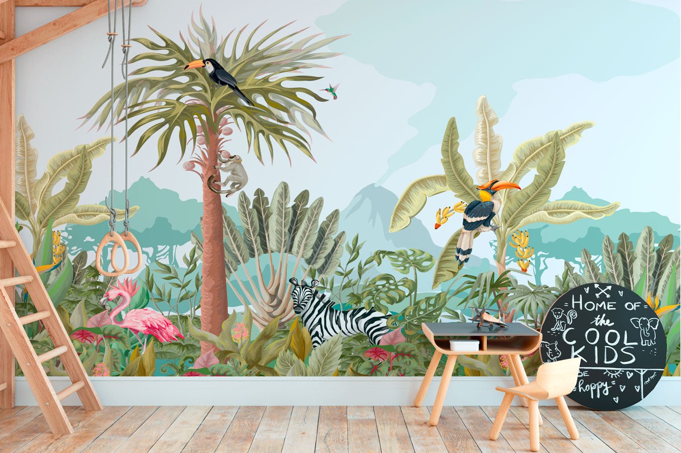 Papier peint panoramique jungle enfant - Muralconcept