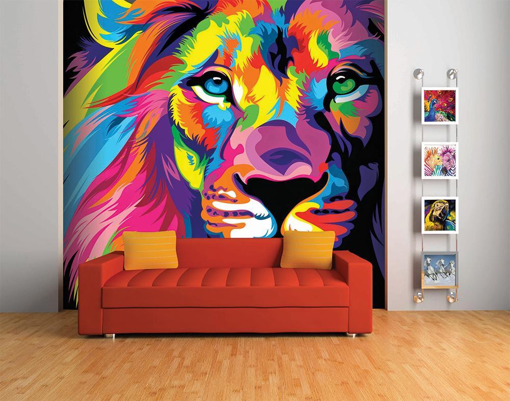 Papier peint panoramique lion color pop