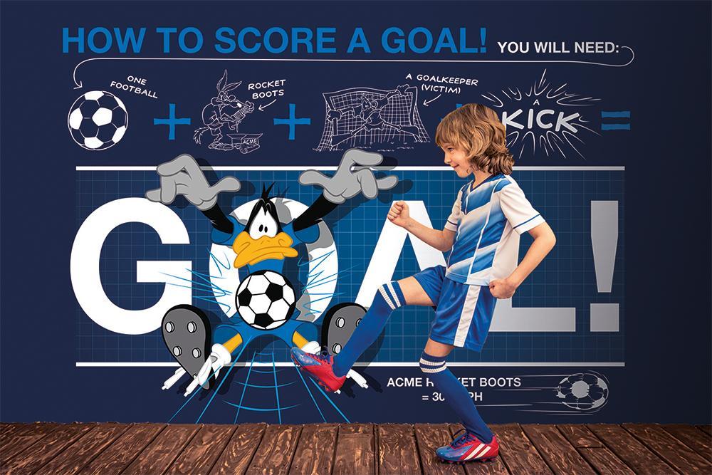 Papier peint panoramique looney tunes cartoon daffy duck masterclass football goal