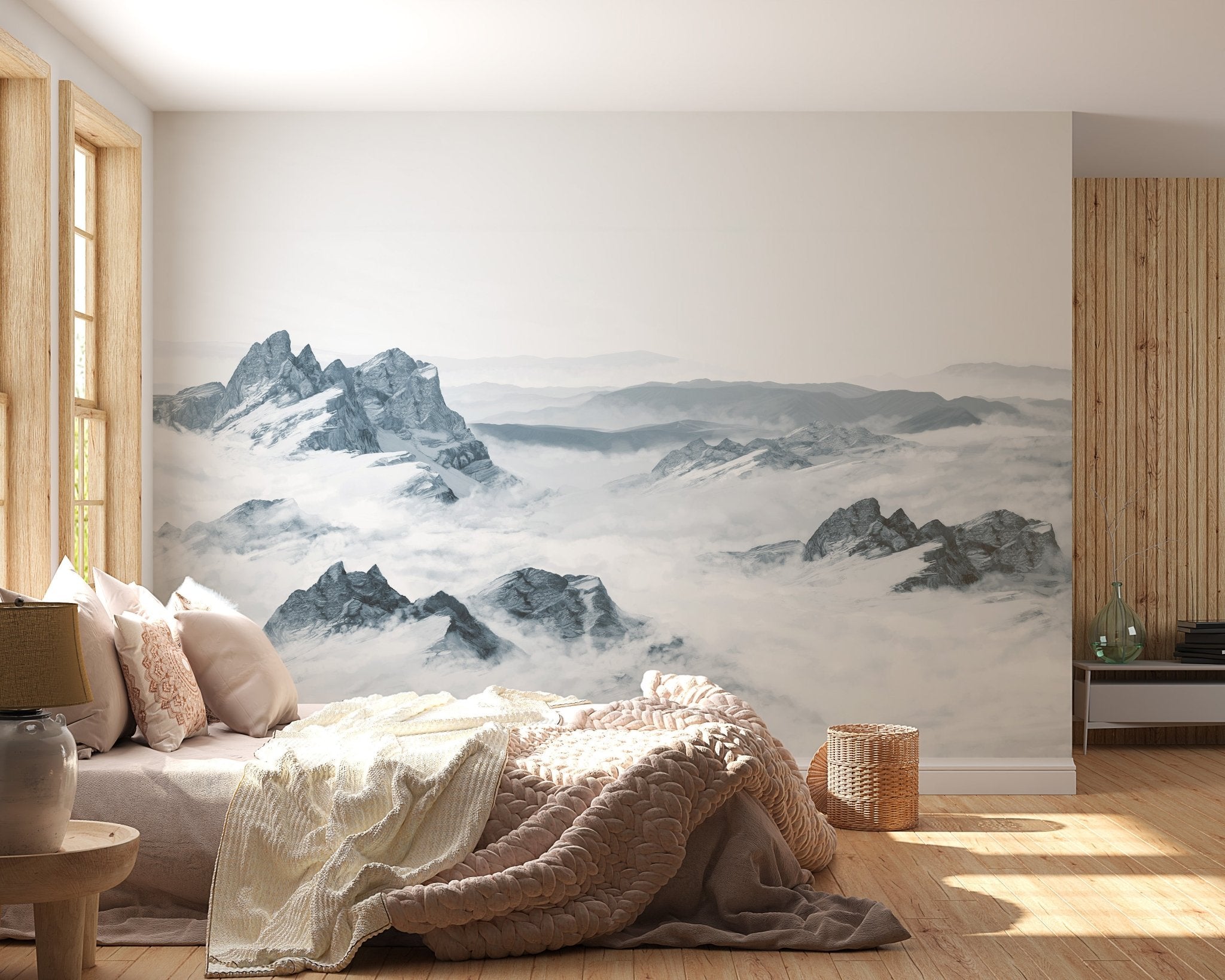 Papier peint panoramique montagne bleu - panoramique français