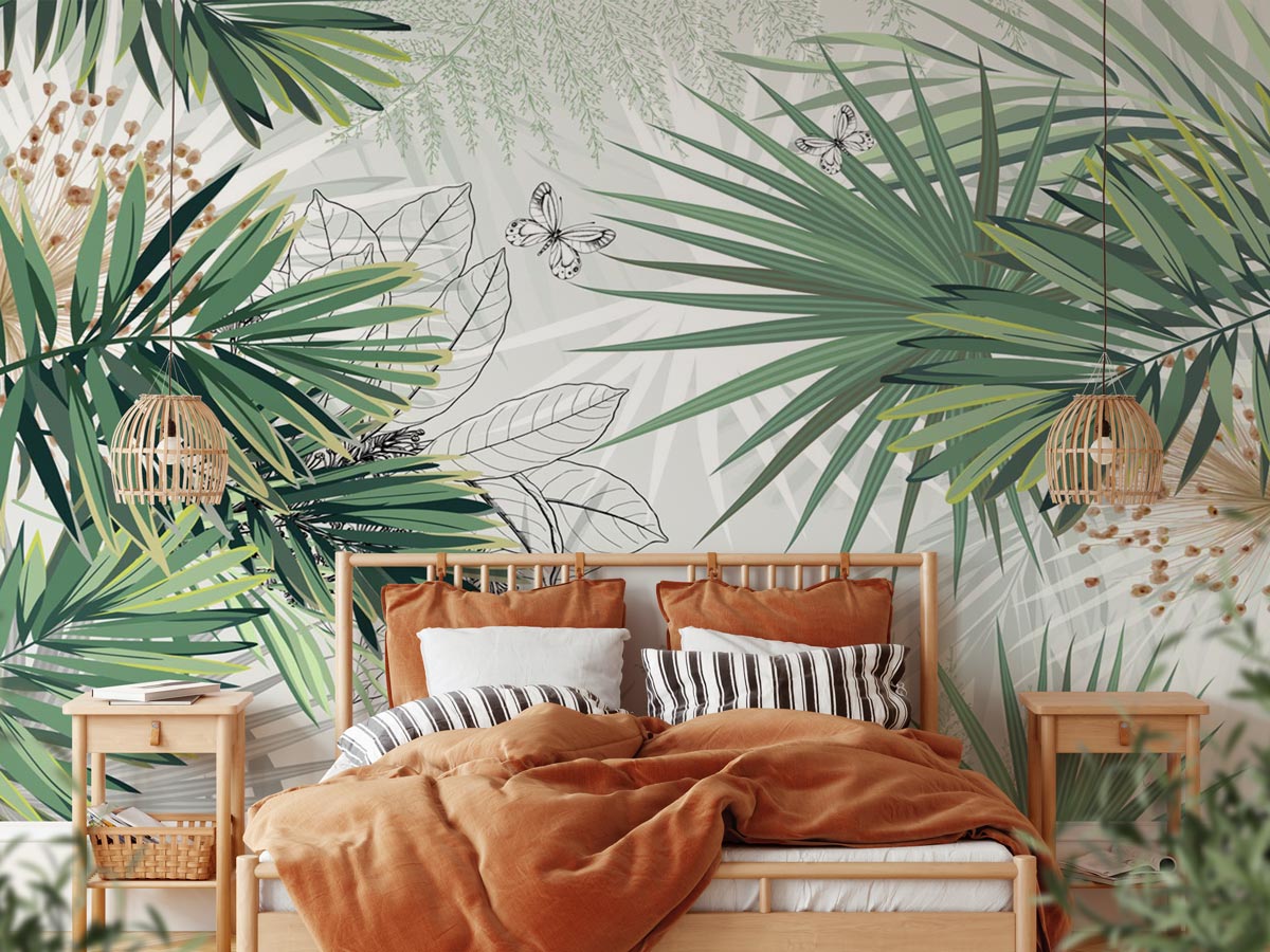 Papier peint panoramique nature green palm