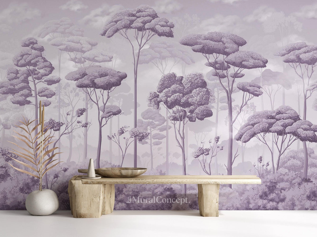 Papier peint panoramique pinède volupté violet