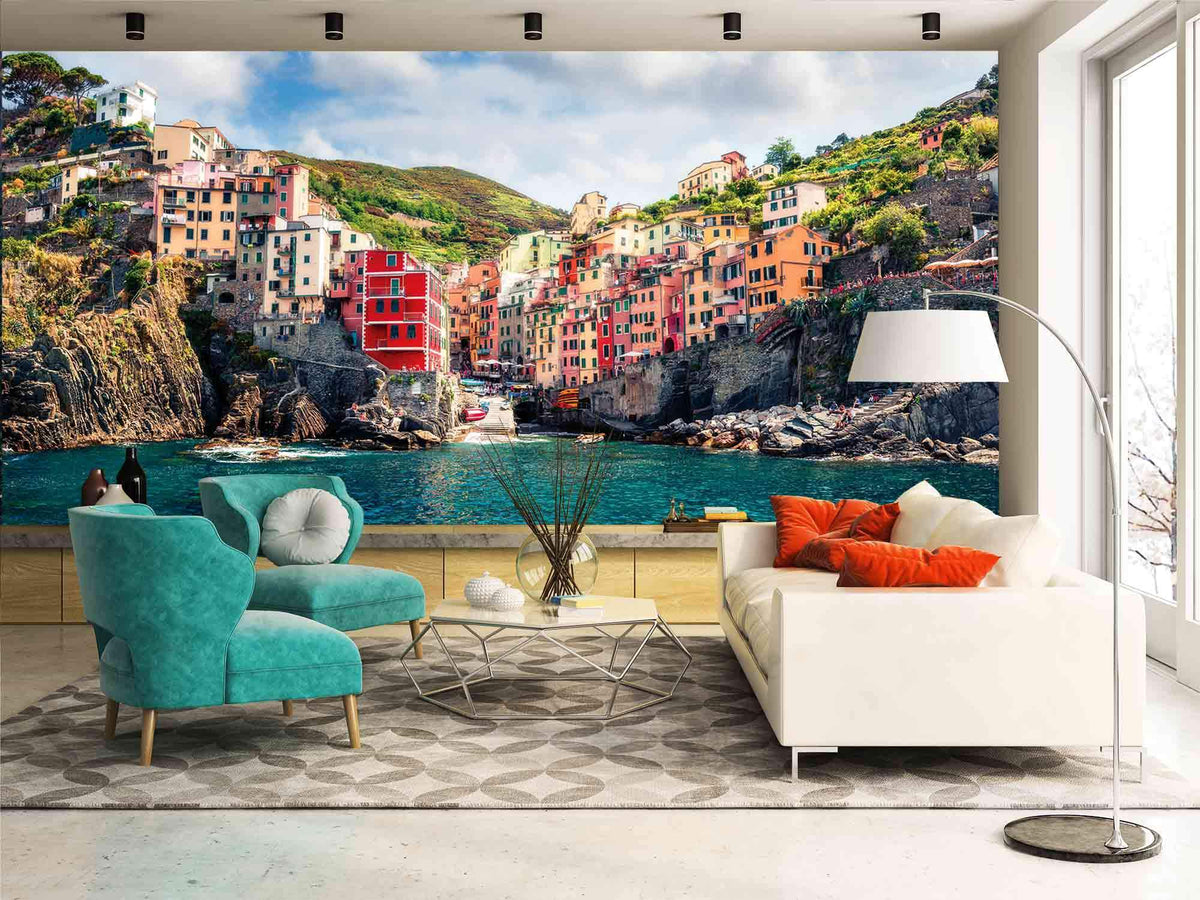 Papier peint panoramique trompe l'oeil Cinque Terre