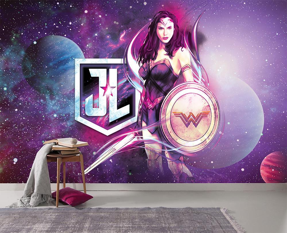 Papier peint panoramique Wonderwoman héroïne galaxie