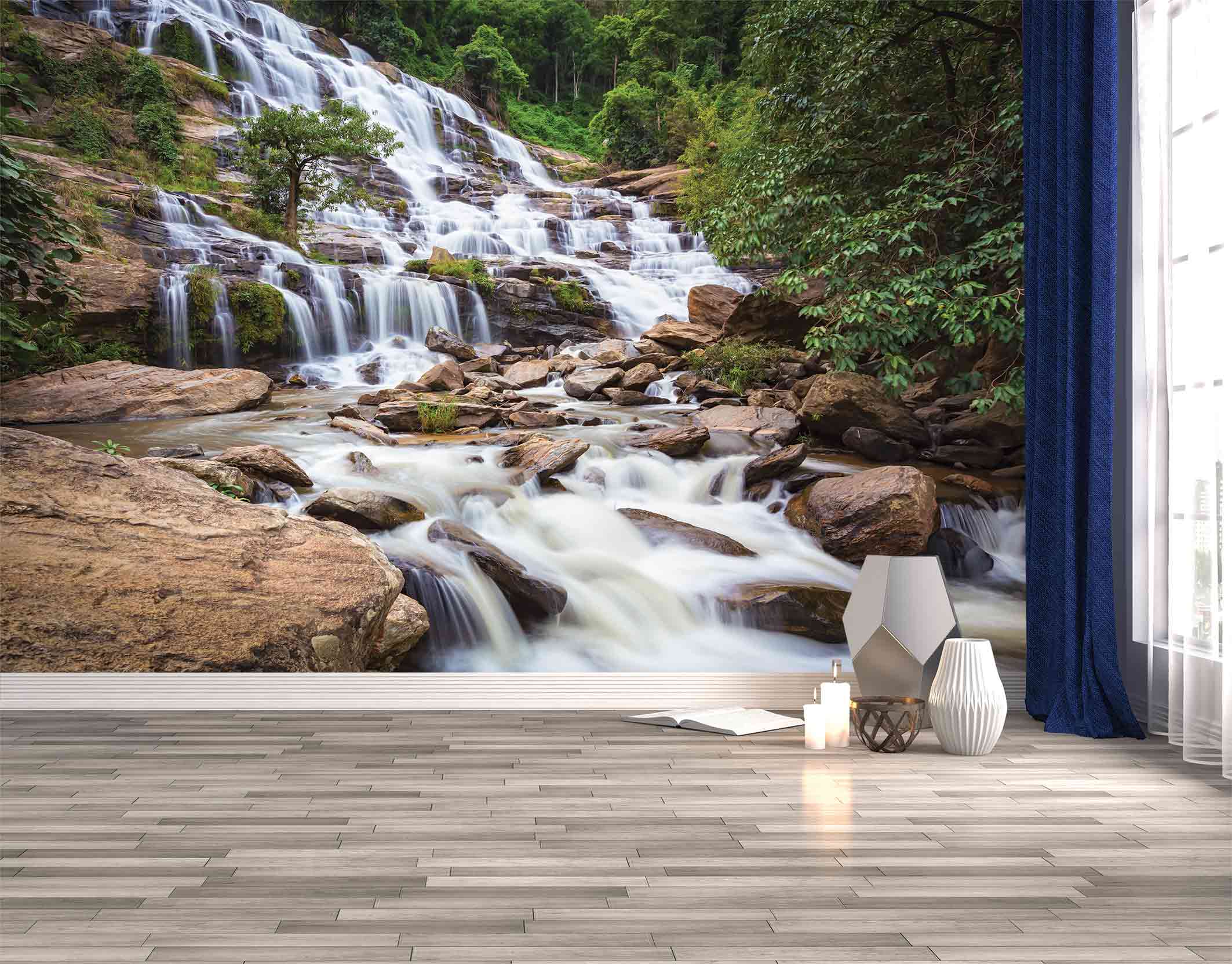 Papier peint photo Cascade en montagne - papier peint sur mesure francais - muralconcept